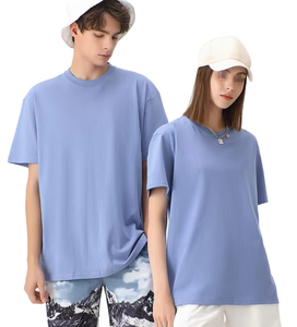 T-shirt décontracté pour homme en coton pur 200g, à manches courtes, col rond, coupe ample, couleur unie, tricoté, anti-boulochage, vierge, imprimé numériquement - Product Image 3