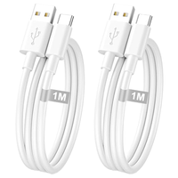 Kabel USB-A Tipe-C Transmisi Stabil untuk Pengisian Daya Ponsel, Earphone, Komputer, Set Kabel Data Perjalanan Tembaga Murni