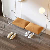 Banc à chaussures minimaliste de luxe américain, banc long en acrylique pour l'entrée de la maison, meuble de couloir