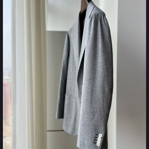 Blazer da <span class=keywords><strong>Uomo</strong></span> Grigio in Lana e Lino VBC Italiano Monopetto Traspirante Antipiega Lusso Business Casual Giacca Elegante per <span class=keywords><strong>Matrimonio</strong></span> - Product Image 3