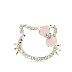 Achetez des accessoires de décoration pour coques de téléphone, breloques pour chaussures, en alliage, strass, style dessin animé, DIY, avec motifs nœud papillon, chat, chaton, plaqué, effet bling - Product Image 4