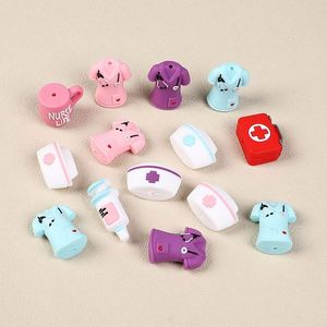 Cuentas de silicona 3D para decoración de collares DIY, con diseños de uniforme de enfermera de dibujos animados, de la serie médica transfronteriza, epoxi, al por mayor, promocionales - Product Image 1