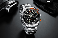 Drop-Ship Herren Automatische Armbanduhr aus Edelstahl, Wasserdicht, Sport-Chronograph, Skeleton, Luxus-Herrenuhr