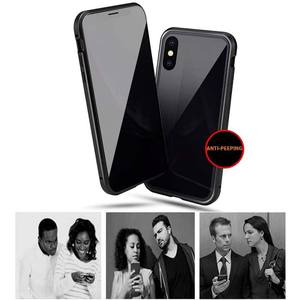 Verre trempé double face transparent <span class=keywords><strong>Anti</strong></span>-<span class=keywords><strong>espion</strong></span> 360 étui de protection complet pour téléphone étui <span class=keywords><strong>magnétique</strong></span> de confidentialité métallique pour la série <span class=keywords><strong>iPhone</strong></span> - Product Image 3