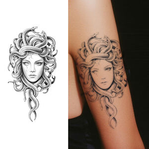 Retrato de <span class=keywords><strong>Medusa</strong></span> tatuaje temporal tatuaje semipermanente resistente al agua dura 2 semanas tatuaje de hierbas realista para el cuerpo del brazo - Product Image 1