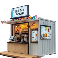 Kiosques conteneurs préfabriqués démontables et personnalisables pour bars à café, lait et fleurs, pour maisons, appartements et habitations, avec options de taille