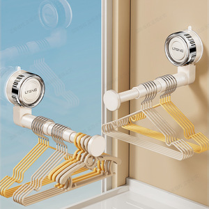 Ltng Suction Cup <b>Clothes</b> Drying <b>Rack</b> Single Bar Wall Mounted Extendable For Home Balcony Use - Product Image 2