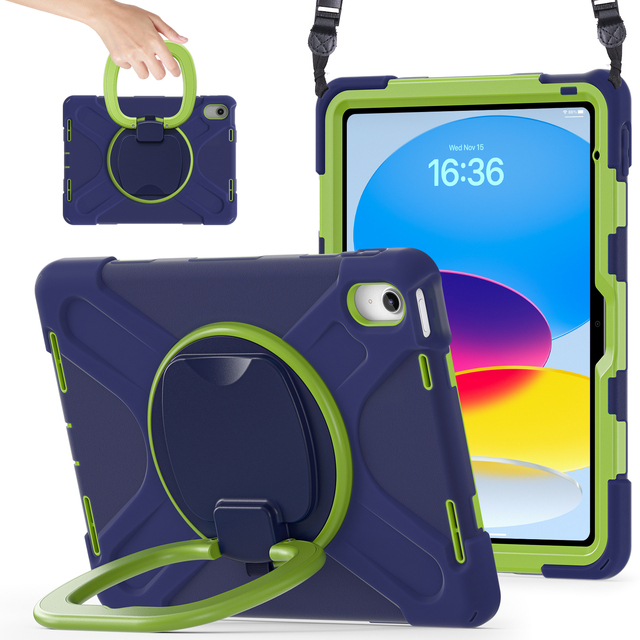 2022 iPad 10th Generation Full-Around Tablet Cover 10.9-Inch PC Case Handle Kickstand Rugged Shockproof Compatible A2757 A2777