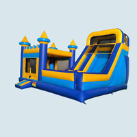 Château Gonflable de Fête Durable avec Toboggan, Grande Vente, pour Location, Maison Gonflable de Divertissement avec Trampoline et Toboggan