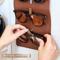 Support mural en cuir PU pour lunettes de soleil, 5 fentes, organisateur de présentation et de rangement pour lunettes, support mural suspendu pour lunettes