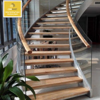Escaleras de Caracol de Madera y Vidrio Curvo Modernas y Elegantes de CBMmart para Uso en Interiores, Escalones de Diseño para Apartamentos