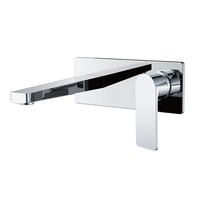 Robinet de lavabo mural moderne noir mat en laiton, monocommande sans contact, mitigeur eau chaude et froide avec capteur et cartouche céramique, 2 trous
