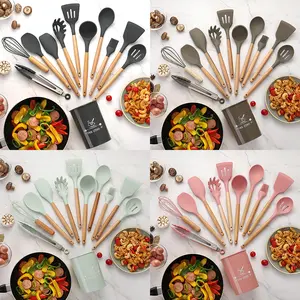 Supplier Wholesale Kitchen Accessories 12 Pieces Silicone Kitchen Utensil Modern Kitchenware Cooking Spoon Spatula Set