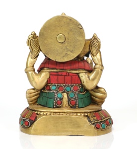Figurine en laiton Choki Ganesha, dieu hindou, objet de Feng Shui, cadeau d'entreprise, artisanat Nirmala, fait main au Rajasthan, Inde - Product Image 4
