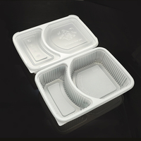 Boîte à lunch rectangulaire jetable en PP à 2 compartiments avec couvercle séparé, qualité alimentaire, compatible micro-ondes, compatible congélateur, recyclable, pour plats à emporter