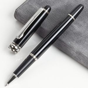 27 Luxury Business School Black Body Gold <b>Silver</b> Trim Personalized Logo Ball <b>Pen</b> Gift Set With Box - Product Image 2