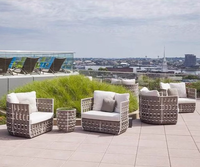 Ensemble de canapés de jardin de style nordique, imperméable et résistant aux UV, pour villa et balcon, en rotin, avec table basse, grand ensemble de canapés