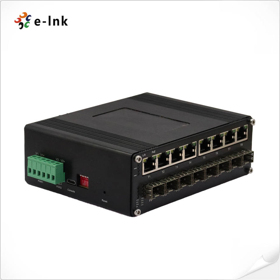 Industrial 8 Port Gigabit Managed Ethernet Switch 8 X SFP 8 X GE PoE Network Switch Layer 2+ Managed