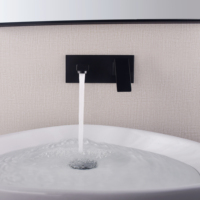 Robinet de lavabo mural intelligent en laiton noir à trou unique, écologique, mitigeur d'eau froide pour salle de bain