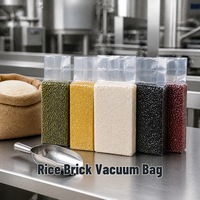 Sac sous vide en forme de brique pour riz, de qualité alimentaire, avec impression personnalisée, pour machine de remplissage de ligne de production de rizerie, fonctionnement stable