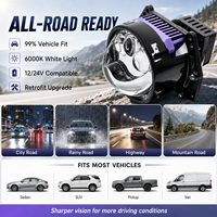 VAHID GB3 Lentille de projecteur laser bi-LED 3,0 pouces 72W Faisceau longue portée 46W Faisceau court 6000K 12V 24V Phare automobile universel pour rétrofit