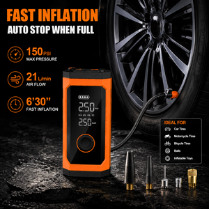 6-in-1 Portable Jump Starter Tire Inflator 150PSI Air Compressor 12V <b>Car</b> Battery Charger LED Light Power Bank Tool OEM ODM - Product Image 3