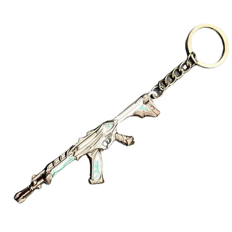 Schlüsselanhänger hersteller in china beliebt günstig valorant metall-schlüsselanhänger im großen stil mini-gewehr und messer spielzeug modell schlüsselanhänger