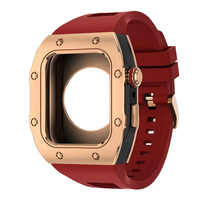 Cadre de boîtier de montre en acier inoxydable avec boucle à ardillon intégrée Trendybay, bracelet de montre en silicone respirant pour Apple 44 mm 45 mm
