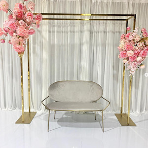 Arco de Hierro de Doble Poste para Decoración de Bodas, Marco para Flores, Decoración de Bodas al Aire Libre, Arco Dorado para Fondo de Boda - Product Image 3