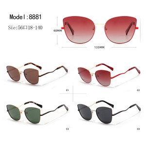 Gafas de sol tipo ojo de gato, montura metálica completa, lentes marrones, protección UV400, unisex, para adultos y mujeres - Product Image 3