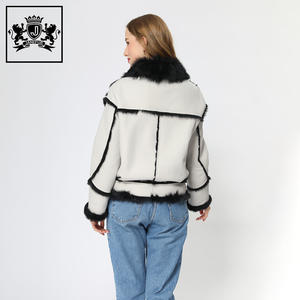 Janefur all'ingrosso pelle di pecora in pelle di moda invernale di lusso ampio cappotto con cintura di pecora tranciato <span class=keywords><strong>giacca</strong></span> di <span class=keywords><strong>pelliccia</strong></span> per ragazze - Product Image 3