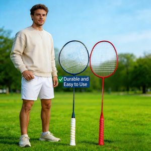Ensemble de raquettes de <span class=keywords><strong>badminton</strong></span> pour débutants professionnels, fabrication directe d'usine, logo personnalisé, fibre de carbone, PU de haute qualité, léger - Product Image 6