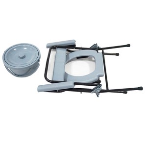Chaise d'aisance pliable en plastique gris <span class=keywords><strong>avec</strong></span> <span class=keywords><strong>accoudoirs</strong></span> <span class=keywords><strong>pour</strong></span> <span class=keywords><strong>personnes</strong></span> <span class=keywords><strong>âgées</strong></span> handicapées - Product Image 6