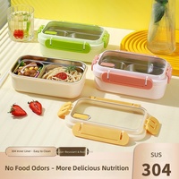 Boîte à lunch isotherme portable en acier inoxydable SUS304 de qualité alimentaire, 2 compartiments, étanche, compatible micro-ondes, pour