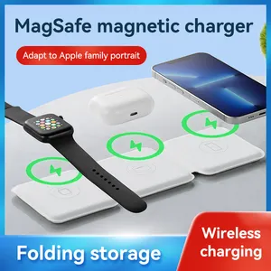 1 में 3 चुंबकीय वायरलेस चार्जर के लिए iPhone 12 13 प्रो मैक्स के लिए Foldable फोन स्टैंड डेस्कटॉप वायरलेस चार्जर पैड airpods iWatch