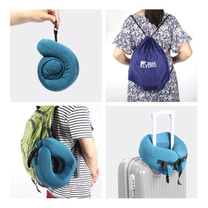 Almohada de Viaje en Forma de U con Espuma Viscoelástica, Plegable y Portátil, para Avión, Oficina, Siesta, Color Azul Lago - Product Image 4