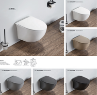 Cuvette de toilette en céramique sans bords, placard à eau, Commode, Suspension murale, Suspension murale, p-trap, toilettes suspendues