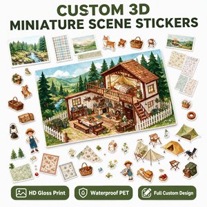 Adesivi 3D Personalizzati per Scene in Miniatura, Impermeabili in PET, Fustellati per Scrapbooking, Journaling, Decorazioni a Tema Foresta e Campeggio - Product Image 1