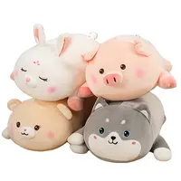 아마존 뜨거운 판매 귀여운 부드러운 장난감 토끼 허스키 개 돼지 곰 플러시 베개 박제 및 봉제 장난감 동물 쿠션 어린이 선물