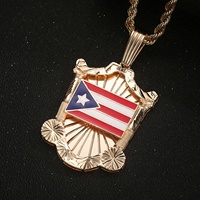 Collier Pendentif Bouclier Drapeau Personnalisable en Laiton Plaqué Or 14K avec Breloque Sculptée Émaillée à l'Huile pour Femme
