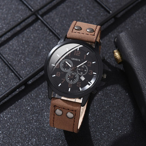 Commercio all'ingrosso orologi Vintage da uomo bracciale Set di gioielli sport in pelle PU orologi da polso <span class=keywords><strong>nero</strong></span> per gli uomini Set regalo <span class=keywords><strong>orologio</strong></span> Relogio - Product Image 5