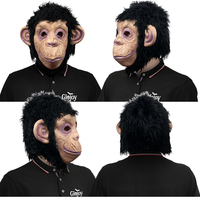 Masque intégral en latex de singe, costume d'animal amusant, accessoire pour fête d'Halloween