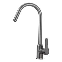 Robinet de cuisine en acier inoxydable avec commande de type clé, design anti-éclaboussures, cartouche céramique, à poser sur plan pour évier de légumes, eau chaude/froide