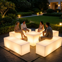 Meubles de jardin LED RGB à prix d'usine : Banc, tabouret et chaise d'extérieur rechargeables, étanches et solaires