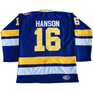Maillot de hockey Hanson Brothers Charlestown Chiefs bleu 16 en sergé résistant à l'humidité pour homme - Product Image 1