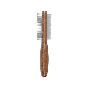 OEM/ODM Cat and Dog Needle Pet Grooming Comb Wood Open Knot to Go Flea Comb Natural PD for Pets Wooden Animal Brush