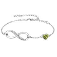 Élégant Bracelet Cœur Infini en Argent Sterling S925, Bijou Fin Romantique avec Pierre Naturelle, Style Coréen, Cadeau, Vente en Gros pour Fêtes