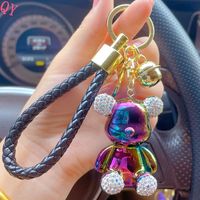 Peluche ours en peluche très populaire avec porte‑clés en diamant, pendentif créatif, porte‑clés tendance, cadeau, accessoire