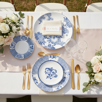 Service de table en céramique vert floral personnalisé pour mariage, assiettes en porcelaine de luxe avec motif d'oiseau, vaisselle de détail pour événements et boutiques de cadeaux