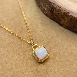 Collana con Ciondolo Personalizzato in Argento Sterling 925 Placcato Oro 18k con Opale Naturale, Accessorio di Moda per Donna, Prezzo all'Ingrosso - Product Image 2